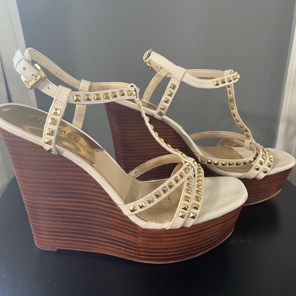 Michael Kors Studded Cream Wedges
